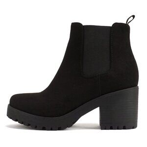 Womens Size 7.5 Ankle Boots Lug Sole Chunky Heel Black Minimalist